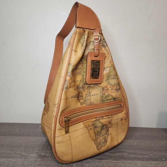 Alviero Martini 1A Classe GEO Classic Map Shoulder Sling Backpack Body Bag ITALY - Picture 16 of 16